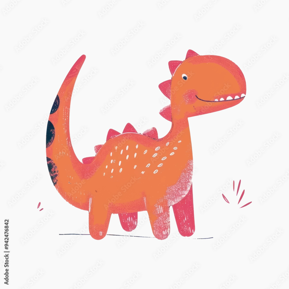 Fototapeta premium Cute orange dinosaur illustration