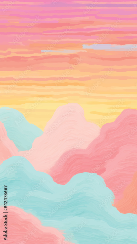 Colorful pastel mountain landscape Colorful pastel mountain landscape