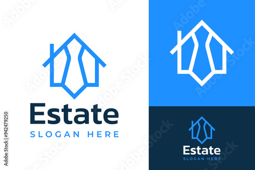 Estate House Home Neck Tie Business Logo Design Branding Template