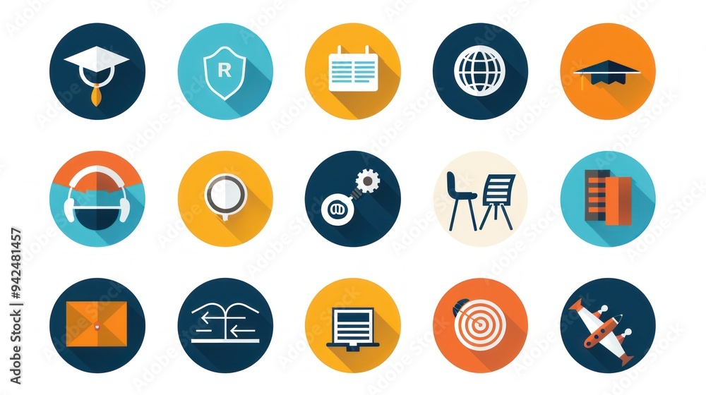 Flat Long Shadow Icon Set. Flat Long Shadow Icon Set.