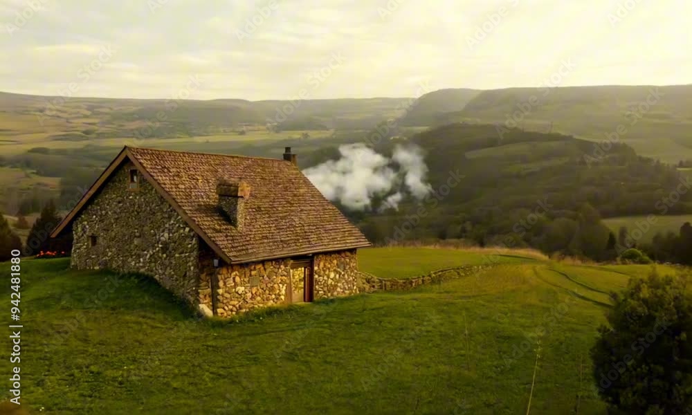 Cozy landscape with nature view and old village Cozy landscape with nature view and old village