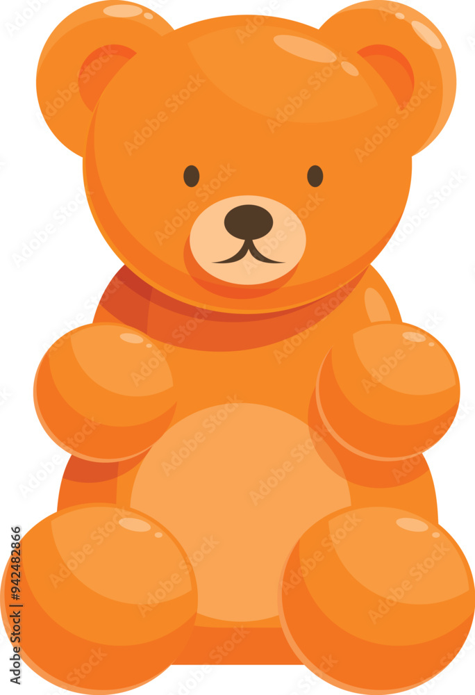 Fototapeta premium Orange gummy bear sitting with a smile on its face, candy store sweetness