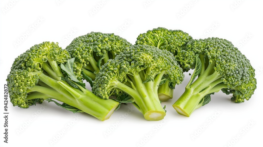 Fresh broccoli arranged neatly, showcasing its vibrant green color and healthy appearance. Fresh broccoli arranged neatly, showcasing its vibrant green color and healthy appearance.