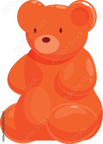 Cartoon illustration of a cute orange gummy bear with a shiny surface