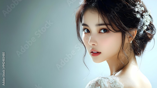 Beautiful bride with hair s...