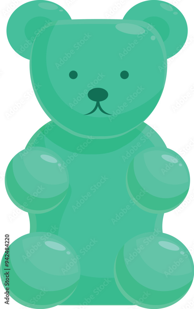 Green gummy bear sitting, a sweet treat for candy lovers Green gummy bear sitting, a sweet treat for candy lovers