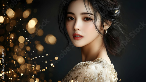 Beautiful woman with dark h...