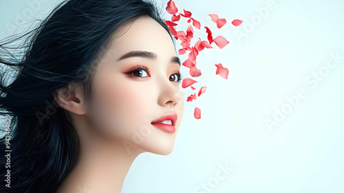 Beautiful woman with long b...