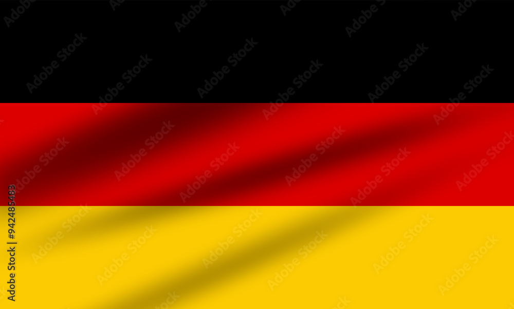 The realistic national flag of Germany developing in the wind. Wavy flag with light and shadow The realistic national flag of Germany developing in the wind. Wavy flag with light and shadow