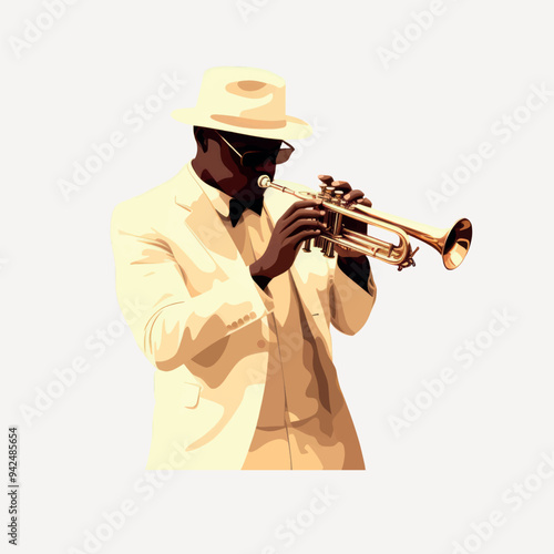 Stylish jazz musician playing trumpet
