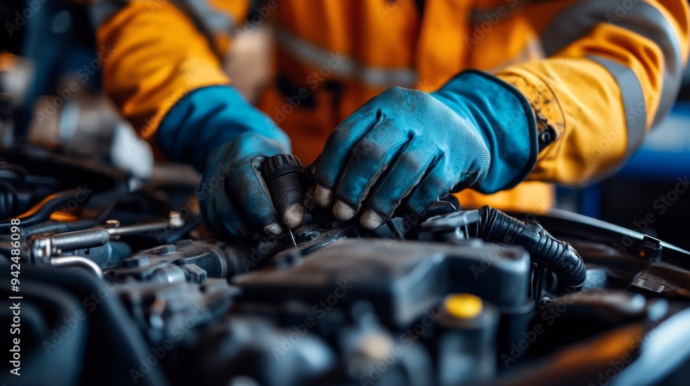 Mechanic Fixing Engine. Mechanic Fixing Engine.
