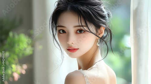 Beautiful young woman with ...