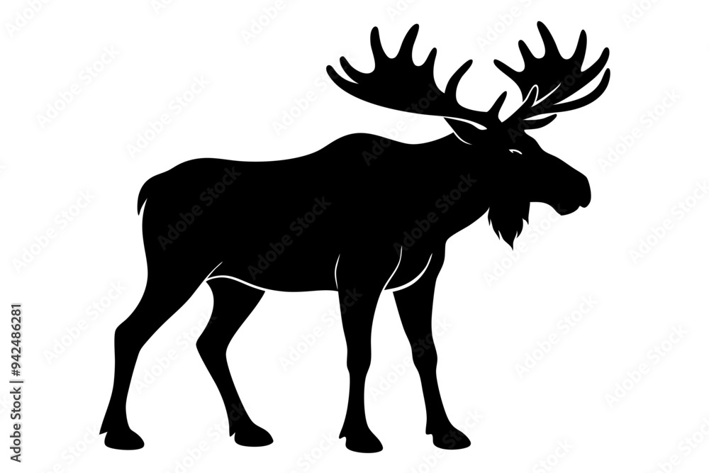 Fototapeta premium moose silhouette, moose vector illustration