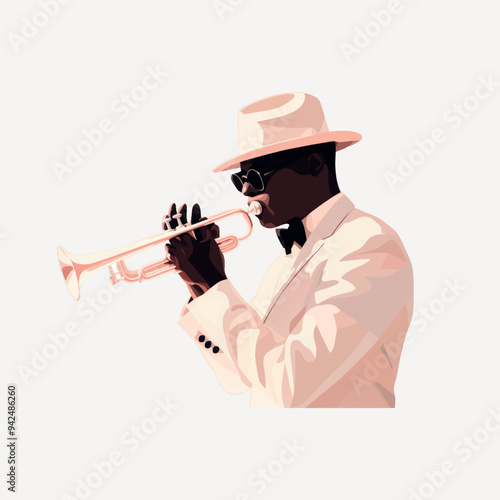 Stylish jazz musician playing trumpet