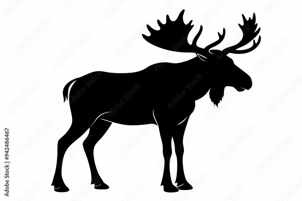 Obraz premium moose silhouette, moose vector illustration