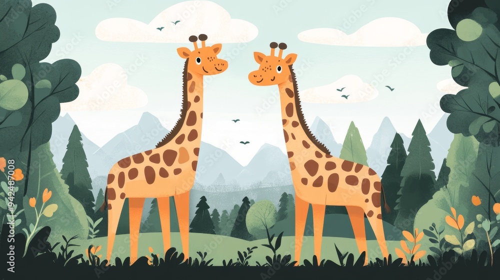 Fototapeta premium Giraffes in the Forest.