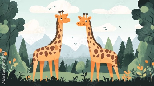 Giraffes in the Forest.
