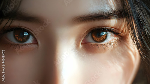 Close up of a woman's brown...