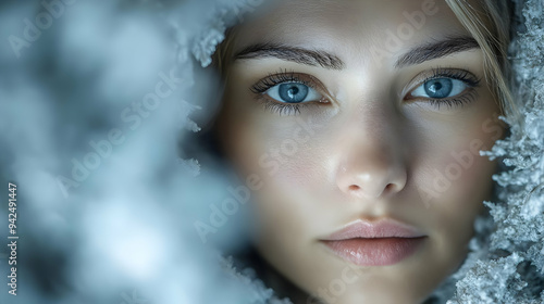 Close up of woman's face wi...