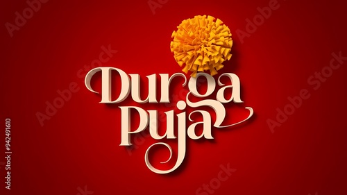 Durga Puja, Celebrate the vibrant Hindu festival with this colorful Happy Durga Puja greeting
