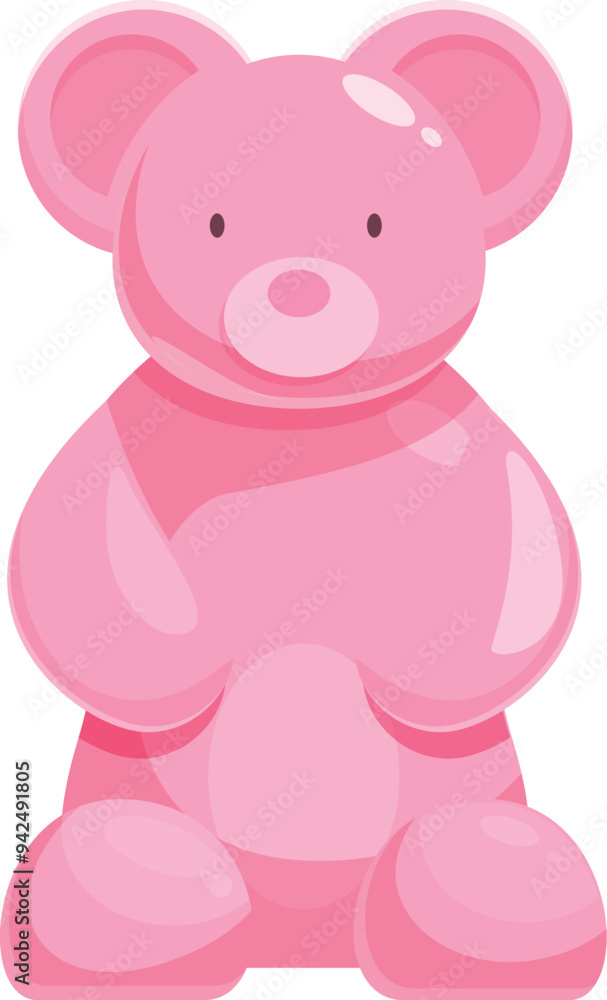 Cartoon illustration of a pink gummy bear standing and smiling Cartoon illustration of a pink gummy bear standing and smiling