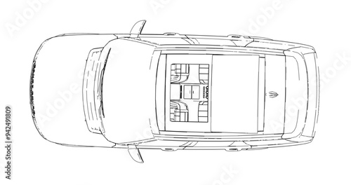 SUV Vector illustration; Truck or Wagon illustration; Automobile vector illustration