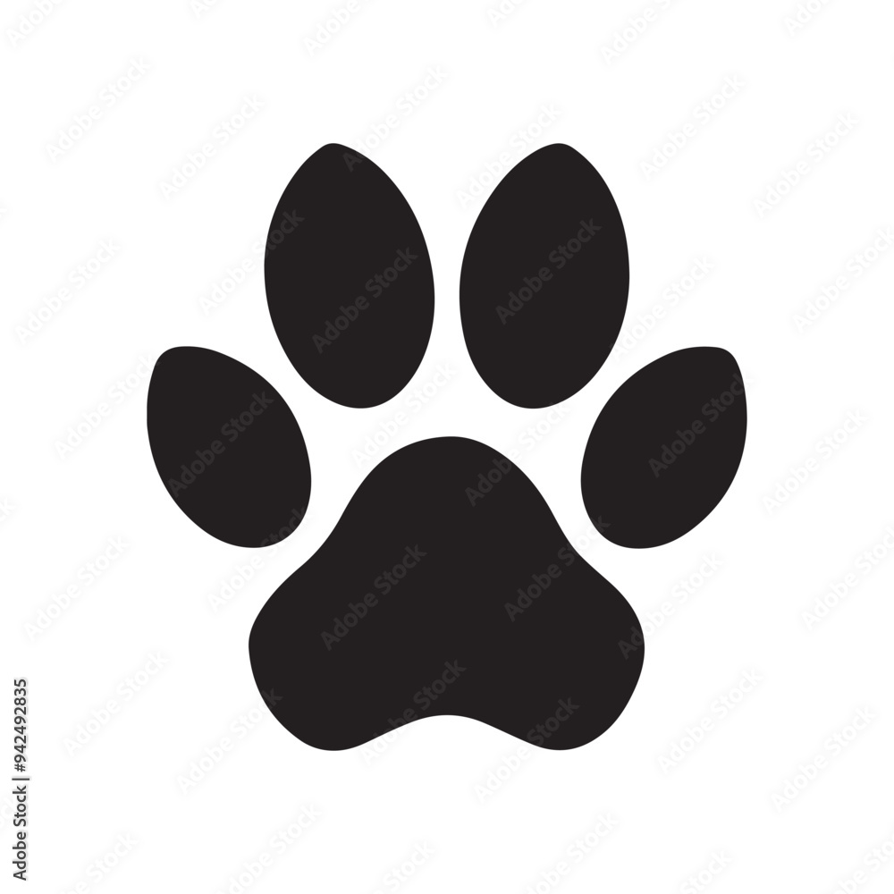 Dog Paw Print. Logo. Dog Paw icon. Vector Illustration. Isolated vector Illustration. Black on White background. Dog Paw Print. Logo. Dog Paw icon. Vector Illustration. Isolated vector Illustration. Black on White background.