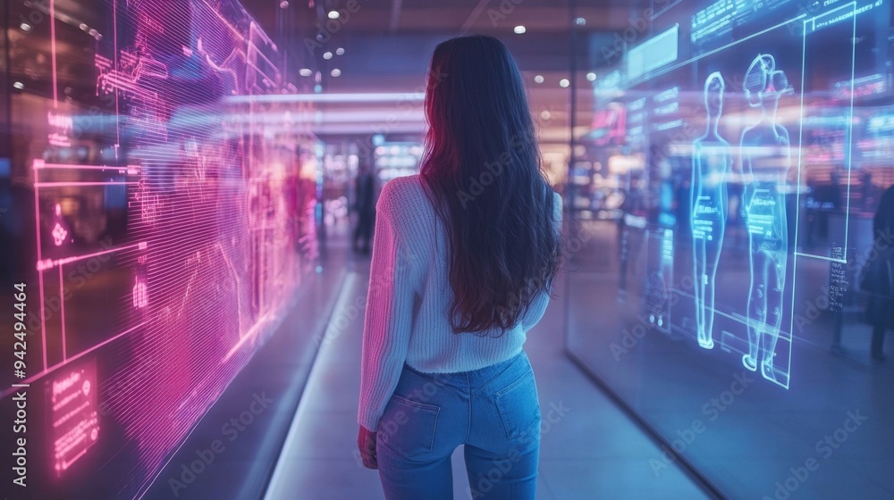 Woman & Neon Screens. Woman & Neon Screens.