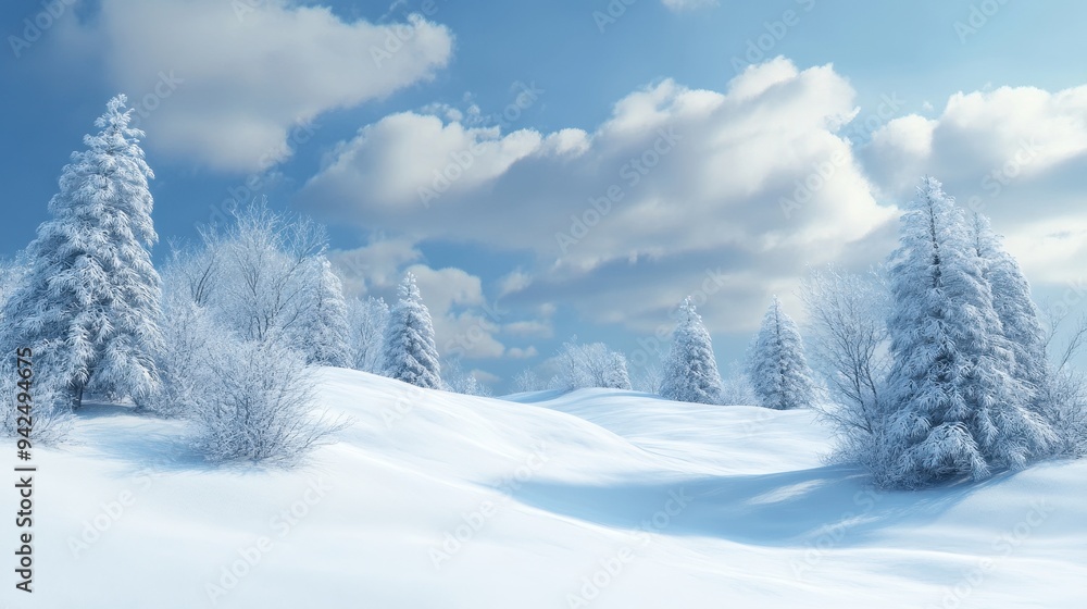 custom made wallpaper toronto digitalSnowy Winter Landscape with Pine Trees and Blue Sky