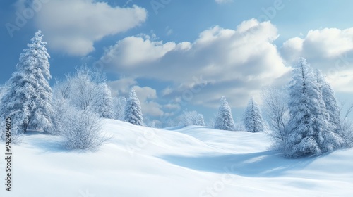 Wallpaper Mural Snowy Winter Landscape with Pine Trees and Blue Sky Torontodigital.ca