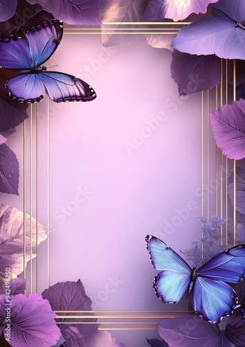 image purple frame with butterfly background