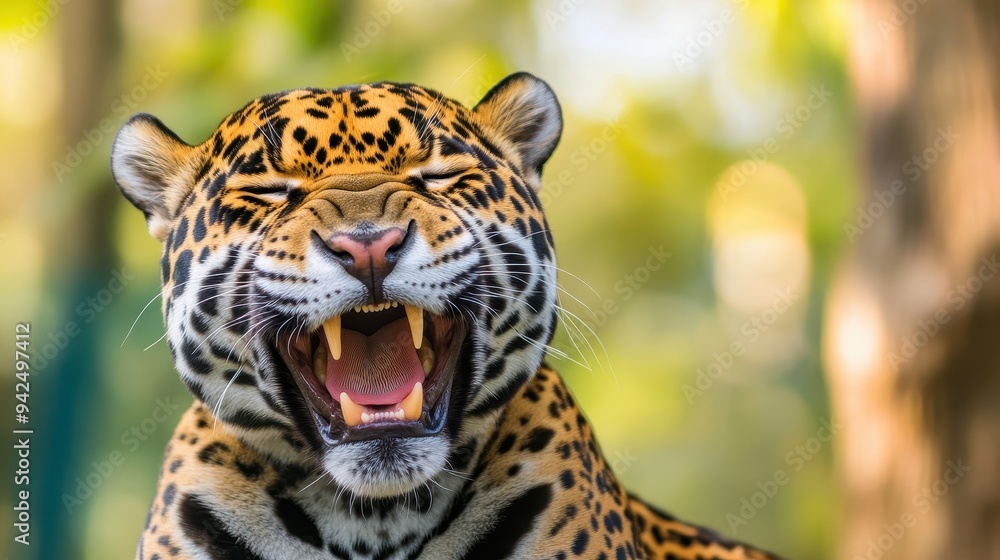 Closeup of a Jaguar s Open Mouth with Sharp Teeth Closeup of a Jaguar s Open Mouth with Sharp Teeth