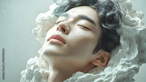 Close-up of a man's face wi...