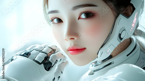 Closeup of a woman's face w...