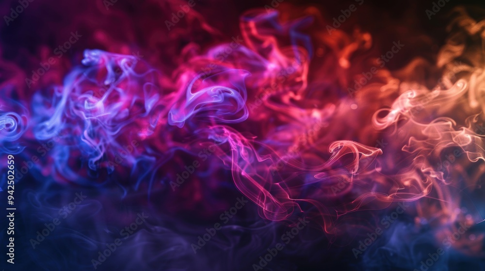Abstract image of swirling colored smoke in a dark environment, creating a mystical and vibrant visual effect. Abstract image of swirling colored smoke in a dark environment, creating a mystical and vibrant visual effect.