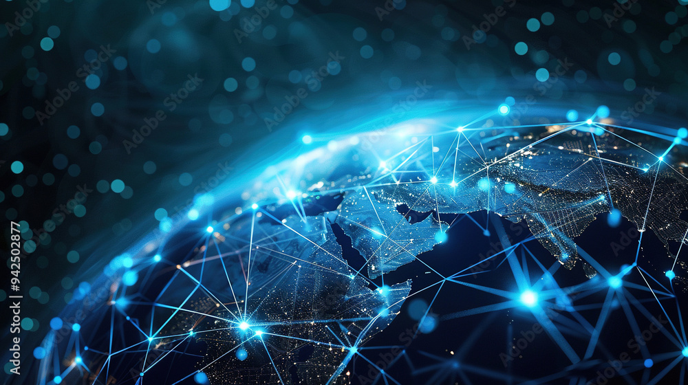 Globe with connecting lines. Showing communication to other people. Technology background Globe with connecting lines. Showing communication to other people. Technology background