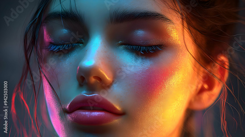 Close-up of a woman's face ...