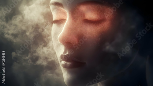 Close-up of a woman's face ...