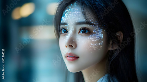 Close-up of a woman's face ...