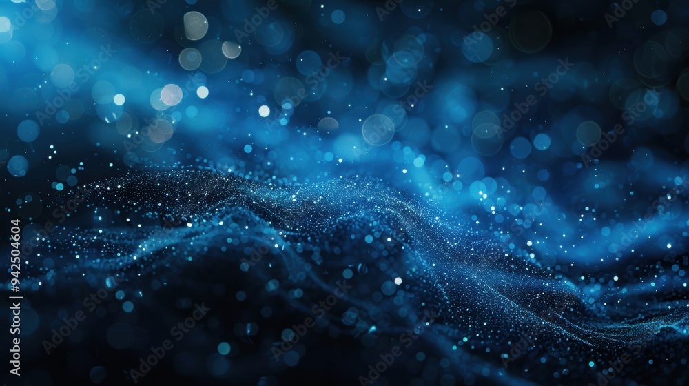 A blue abstract background filled with sparkling lights and bokeh, evoking a sense of wonder and magic. A blue abstract background filled with sparkling lights and bokeh, evoking a sense of wonder and magic.