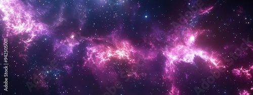 Space background featuring a nebula and shining stars with a giant interstellar cloud in a 3D cartoon rendering Infinite universe 3D illustration