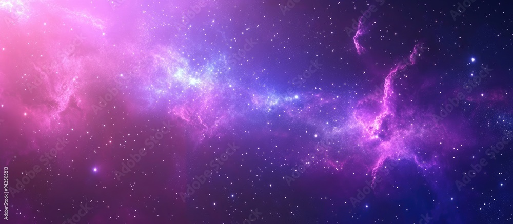 Fototapeta premium Beautiful starry sky featuring highlights and a nebula in a 3D cartoon rendering Space background