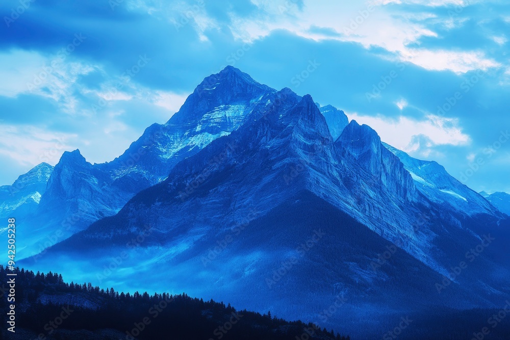 Fototapeta premium Blue mountain wallpaper in 2k , ai