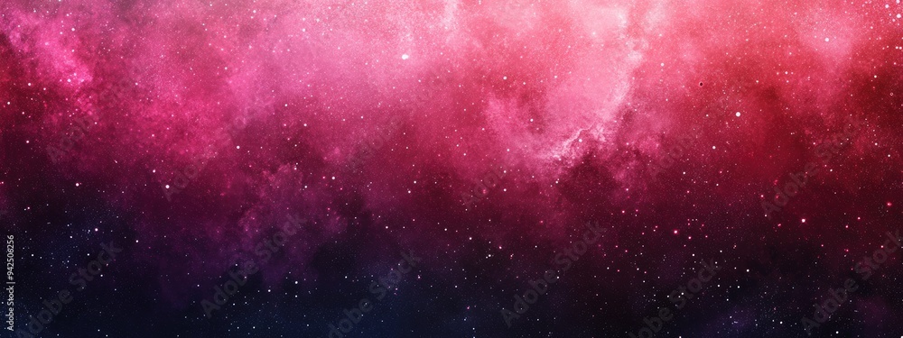 Obraz premium Abstract night sky space watercolor background featuring stars with a 3D cartoon rendering of a dark red and pink nebula in the universe Watercolor hand drawn illustration showcasing pink watercol