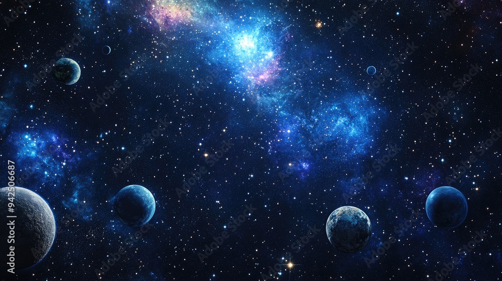 2D illustration featuring a 3D cartoon rendering Realistic star pattern in deep interstellar space showcasing stars planets and moons Various creative backdrops from science fiction Space art with 2D illustration featuring a 3D cartoon rendering Realistic star pattern in deep interstellar space showcasing stars planets and moons Various creative backdrops from science fiction Space art with