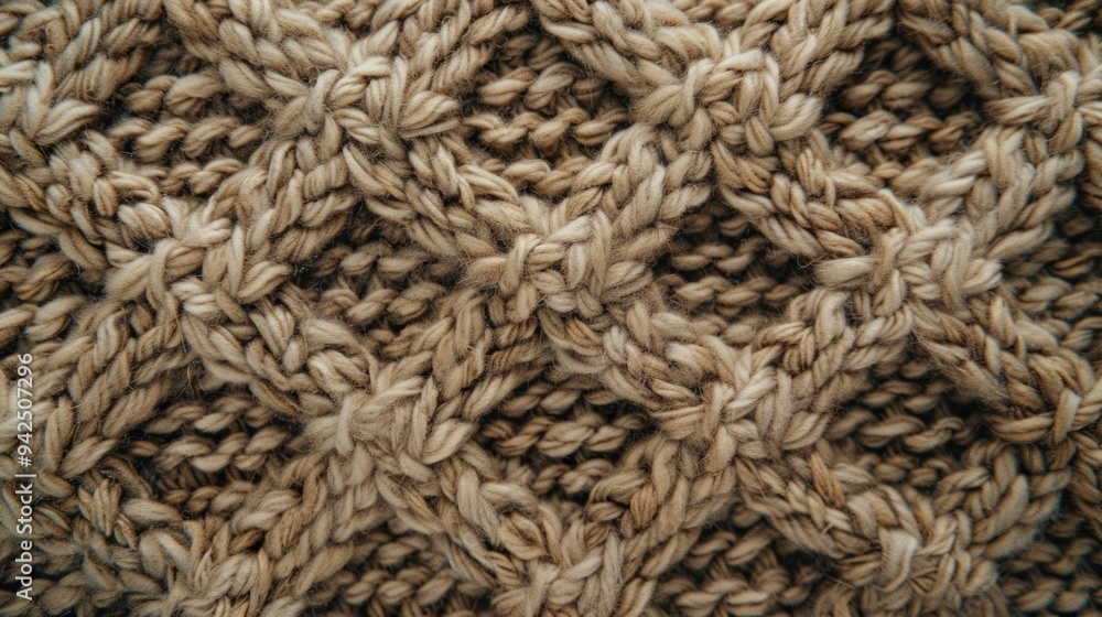 Close-up Knitted Texture with a Beige and Brown Color Palette. Close-up Knitted Texture with a Beige and Brown Color Palette.