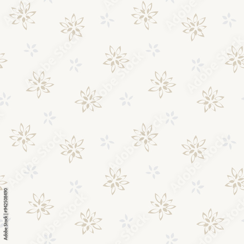 Neutral Colour Abstract Floral Seamless Pattern Design