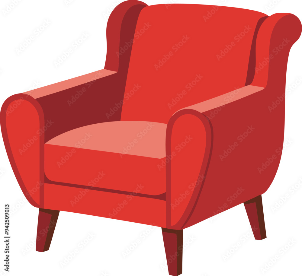 Illustration of a red armchair isolated on a white background. Illustration of a red armchair isolated on a white background.