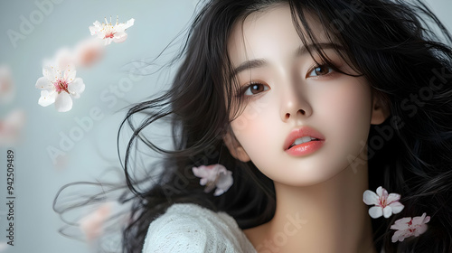 Closeup of a young woman wi...