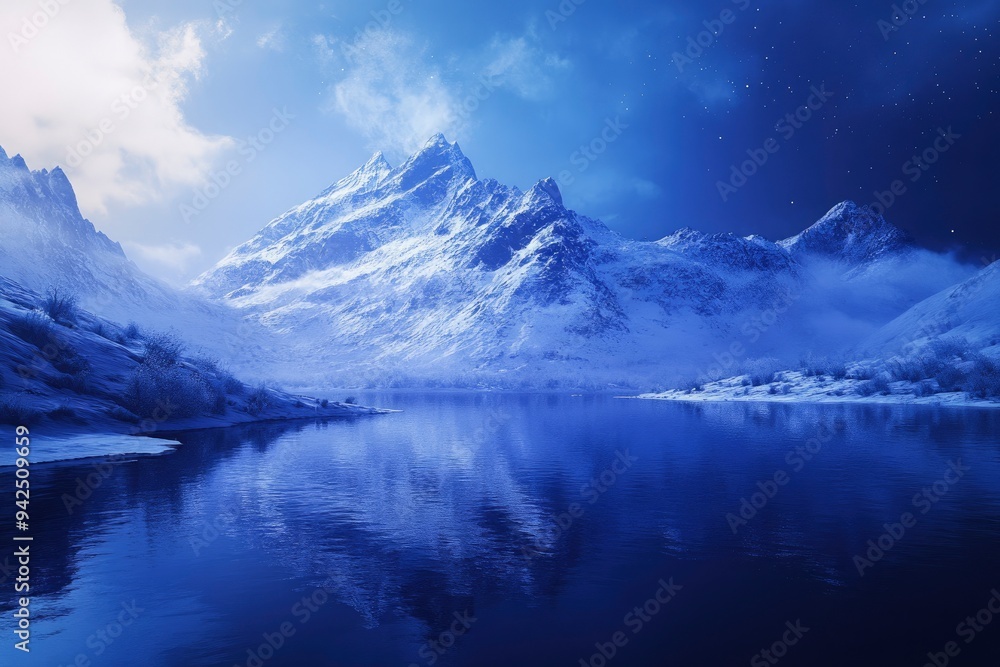 Obraz premium Blue mountain wallpaper in 2k , ai